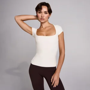 MP дамски топ SculptForm с къс ръкав и квадратно деколте - перлено - Size S