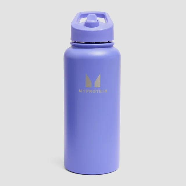Myprotein рециклирана метална бутилка с капак-сламка 1 л - наситеносин