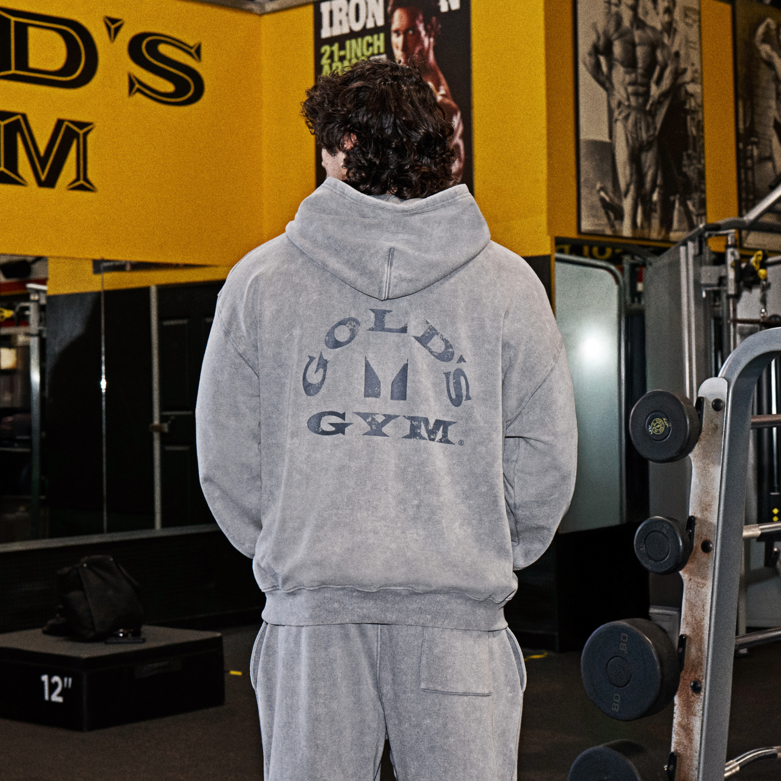 MP X Gold's Мъжки Washed Graphic Oversized Суитшърт с Качулка - Steel Blue - L Изображение 2