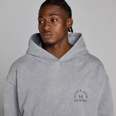 MP X Gold's Мъжки Washed Graphic Oversized Суитшърт с Качулка - Steel Blue - L Изображение 6