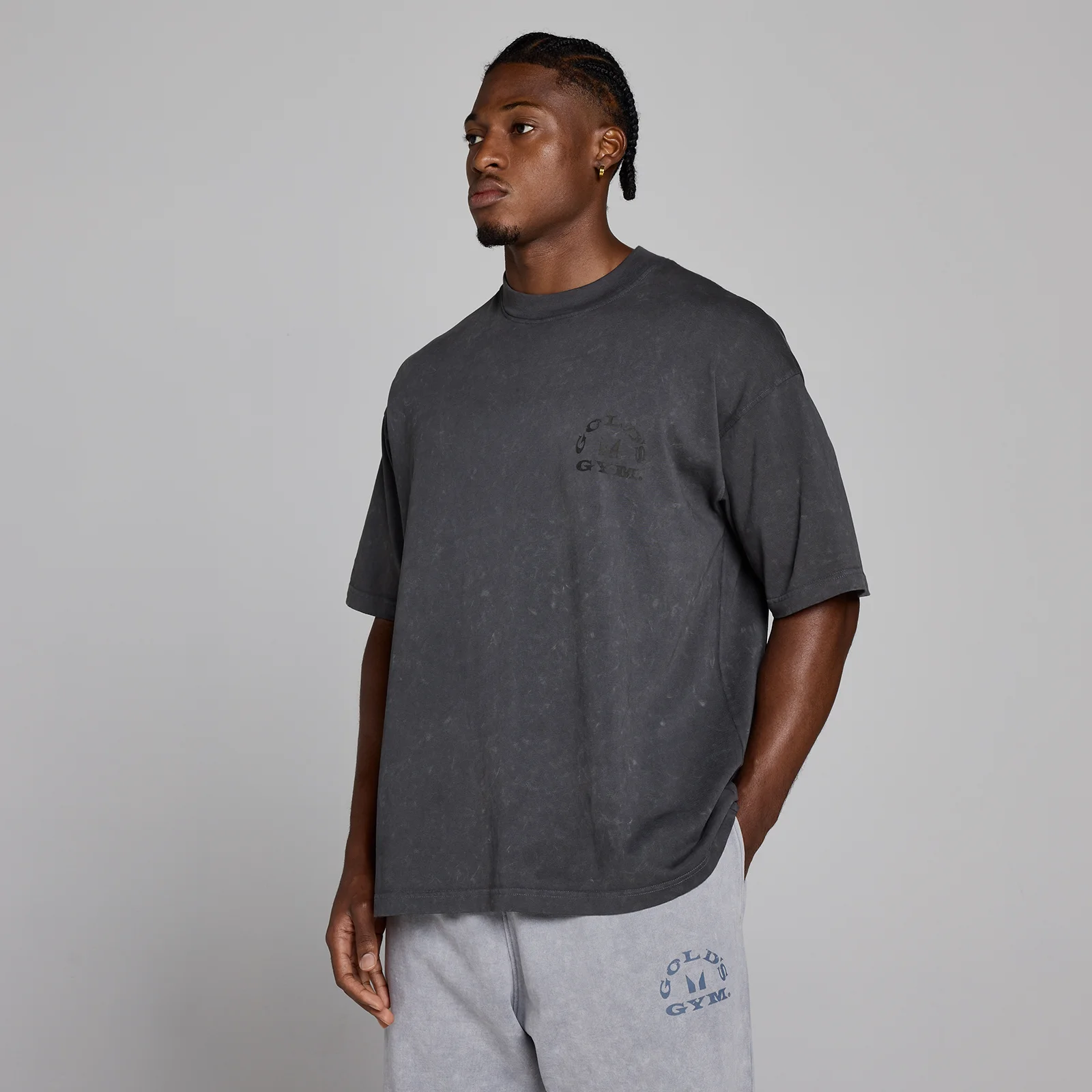 MP X Gold's Мъжки Washed Graphic Oversized Тениска - Washed Coal - XS Изображение 3