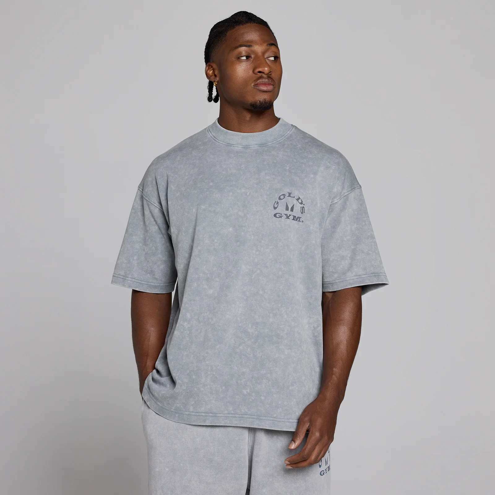 MP X Gold's Мъжки Washed Graphic Oversized Тениска - Steel Blue - XS Изображение 3